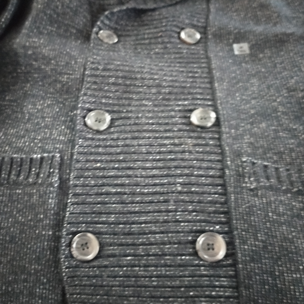 Express Double Breasted Grey Knit Sweater M Tall - Picture 4 of 13